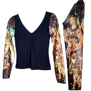 Vintage 80s 90s Linda Segal Botticelli Long Sleeve Top Womens Small Art To Wear